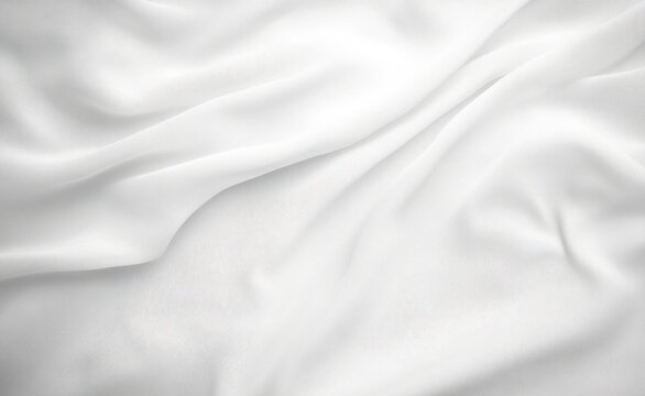 Smooth white fabric with gentle folds and subtle shadows creating a soft and calm texture