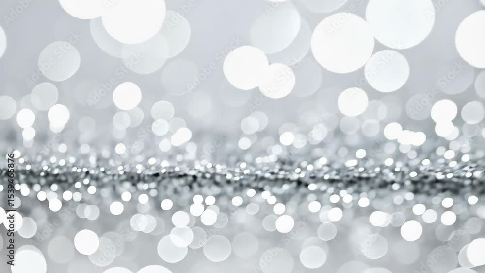 Poster sparkling silver glitter background with bokeh lights creating a festive and elegant abstract patter