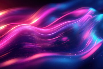 Obraz premium Abstract flowing waves of vibrant pink, purple, and blue light creating a smooth, dynamic, futuristic digital landscape with glowing streaks and particle effects