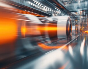 Metal coil moving fast in industrial setting