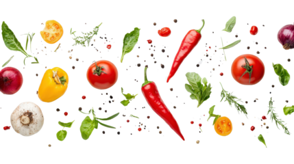 Fresh colorful vegetables Transparent background, PNG