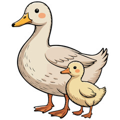 flat vector illustration of cute goose isolated on white background