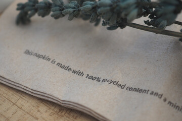 Eco-friendly napkin display with dried plant decoration