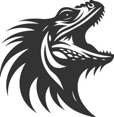 Animal vector silhouette of a iguana black illustration drawing