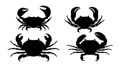 Set crab silhouette. Isolated crab on tranparent background