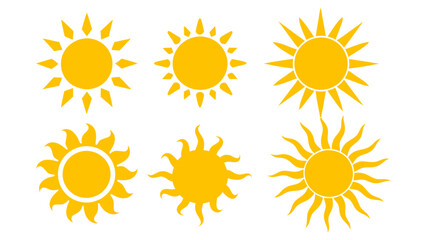 Sun icons vector isolated on tranparent background. Shine sun ray set. Sunshine vector sign.