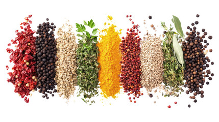 Fresh cut herbs and spices Transparent background, PNG