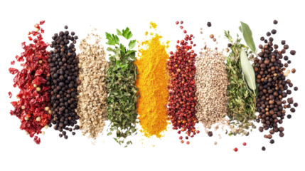 Fresh cut herbs and spices Transparent background, PNG