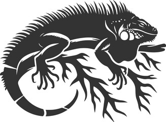 Animal vector silhouette of a iguana black illustration drawing