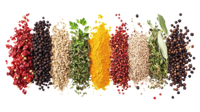 Fresh cut herbs and spices Transparent background, PNG