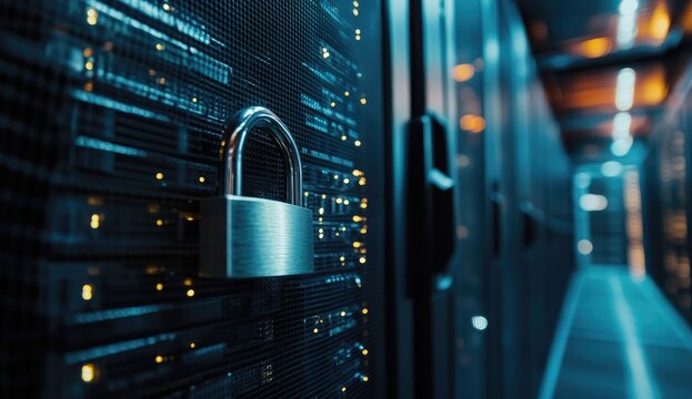 Secure server rack with padlock