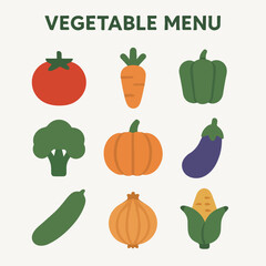 Vector Set Flat design vegetable menu icon 