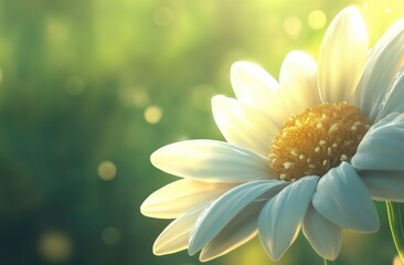 Close-up of a white daisy in sunlight