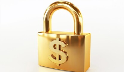 Golden padlock with dollar sign