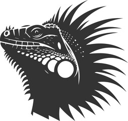 Animal vector silhouette of a iguana black illustration drawing