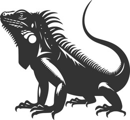 Animal vector silhouette of a iguana black illustration drawing