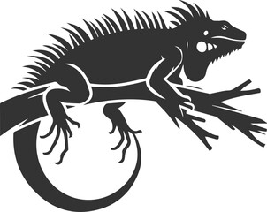 Animal vector silhouette of a iguana black illustration drawing
