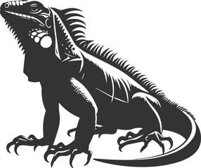 Animal vector silhouette of a iguana black illustration drawing