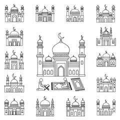 mosque doodle icon illustration 