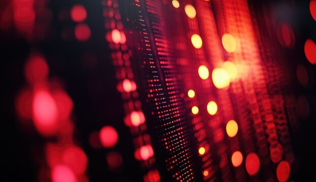 Abstract digital display, glowing red and yellow data streams
