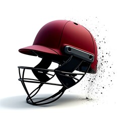 Red Cricket Helmet Isolated on a White Background, Perfect for Sports Designs and Promotional Material