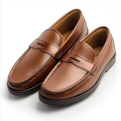 Naklejka premium Pair of brown leather loafers (3)