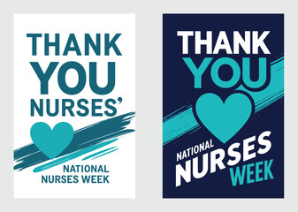 National Nurses Week Banner Design With Heart And Thank You Message