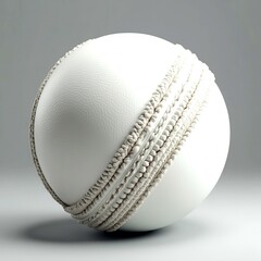 Shiny New White Cricket Ball Isolated on a light grey Background, Highlighting Its Vibrant Color and Sleek Design