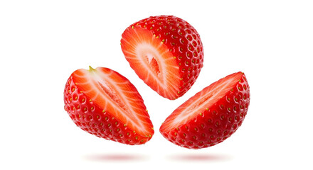 Fresh Strawberry Halves Isolated on White Background