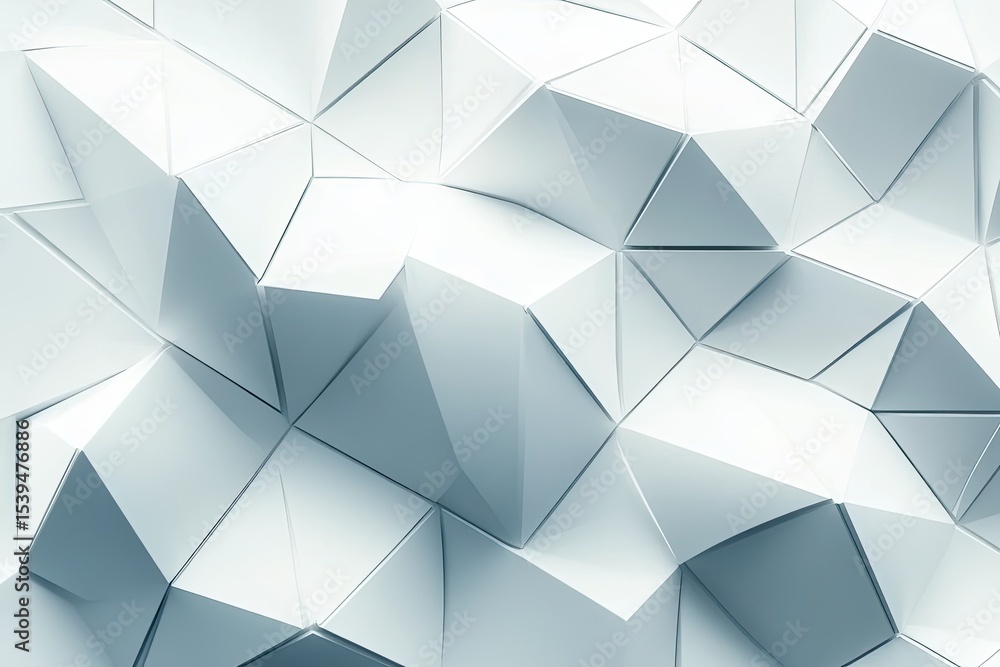 Poster abstract white geometric pattern, low-poly design with triangles creating a textured, three-dimensio