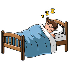 cartoon baby sleeping in bed isolated vector illustration on white background