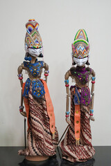 Wayang Golek is a traditional puppet art from Java, Indonesia. Wayang golek is displayed in a room.