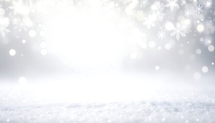 Fototapeta premium Frosted Winter Wonderland Background Sparkling Snow, Subtle Fog, and Delicate Snowflakes