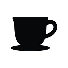 Black Coffee Cup Vector, Simple Cafe Logo or Beverage Symbol.