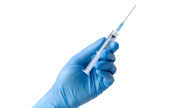 Gloved hand holding a syringe medical injection healthcare vaccine - Powered by Adobe