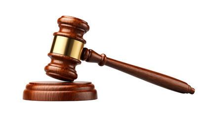 Gavel on sound block isolated on black background