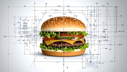 Blueprint Cheeseburger Design.