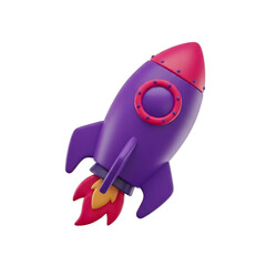 3D rendering of a stylized rocket with the appearance of soft smooth rubber plastic