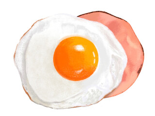 ハムエッグ（半熟）