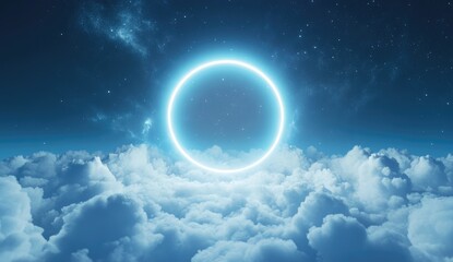 Glowing ring above clouds at night