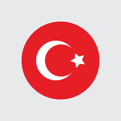 turkey circle round flag icon button vector sign symbol