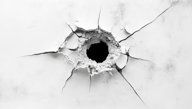 A black hole in a cracked white surface