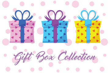 Gift Box Present with Various Bright Colorful Wrapper Cartoon Vector Set Collection