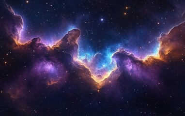 Obraz premium Vivid cosmic nebula with colorful glowing clouds and bright stars scattered across deep space invoking awe and mystery