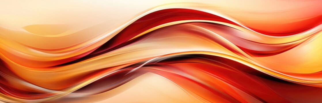 Abstract flowing curves of warm orange and red colors - Powered by Adobe
