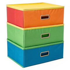 Stackable fabric storage chest for kids toys isolated on white background
