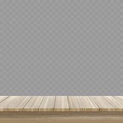 Empty Wooden Table Top Isolated on Transparent .Vector