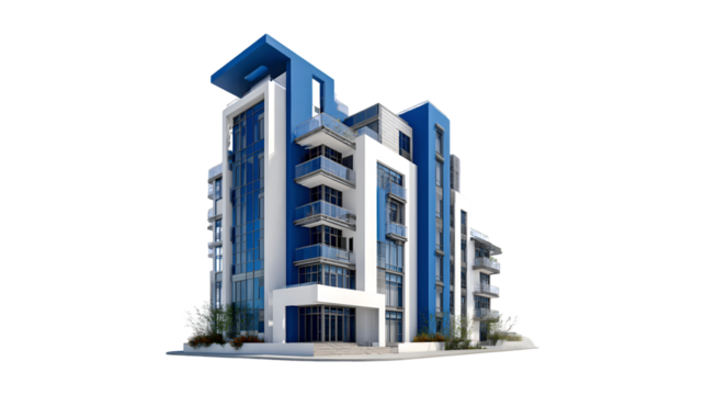 Modern Blue White Apartment Building Architectural Design