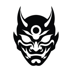 simple minimalism black vector oni mask on white background