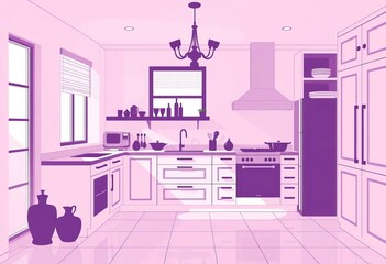 Elegant kitchen silhouettes, line art, and clip art for design projects,  texture,  baking